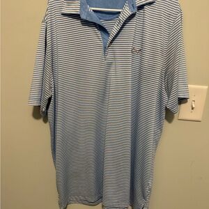 Classic Blue and White Striped Polo Shirt